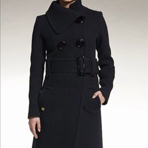 Soia & Kyo Gemma Double Breasted Belted Wool Coat Back Megan Markle Ribbed S